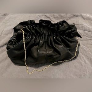 Loeffler Randall Willa Black Chain Ruched Clutch Bag Purse